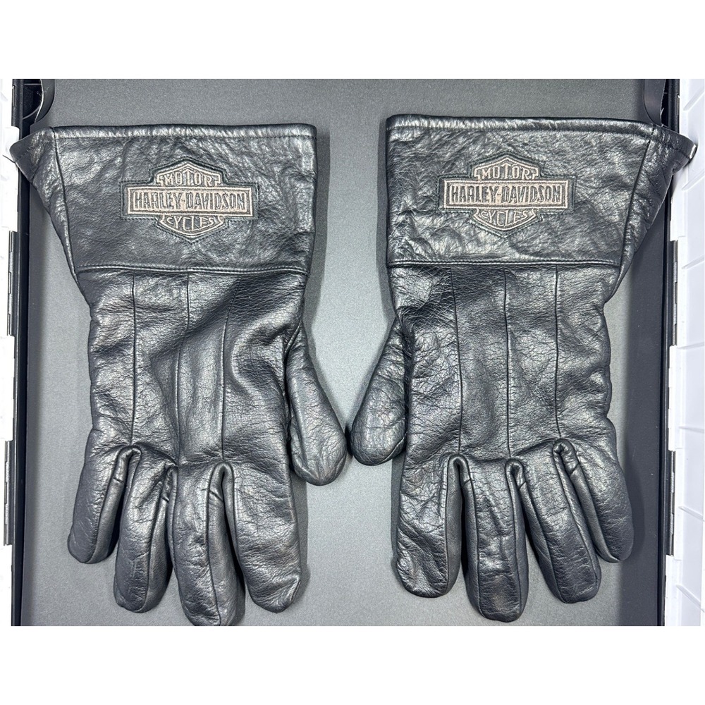 Harley-Davidson Leather Gauntlet Gloves Black Bar & Shield